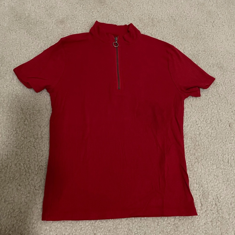 Red Hollister mock neck shirt